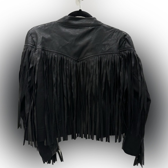 Some Days Lovin Dex Fringe Jacket Black
Denim Faux Leather Vegan Zip Pockets XS - Picture 3 of 7
